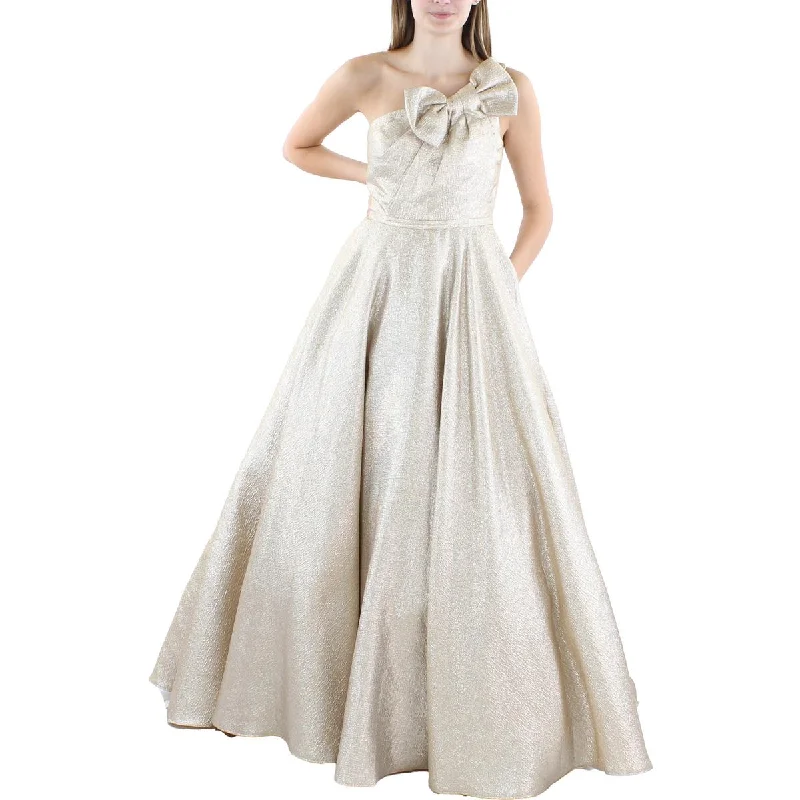 Womens Metallic Polyester Evening Dress