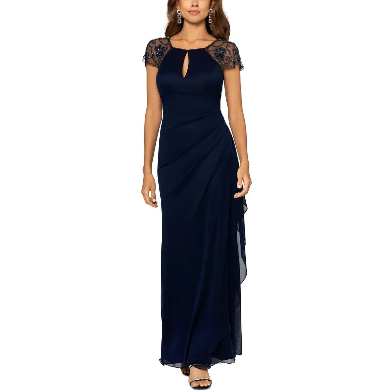 Womens Beaded Polyester Evening Dress