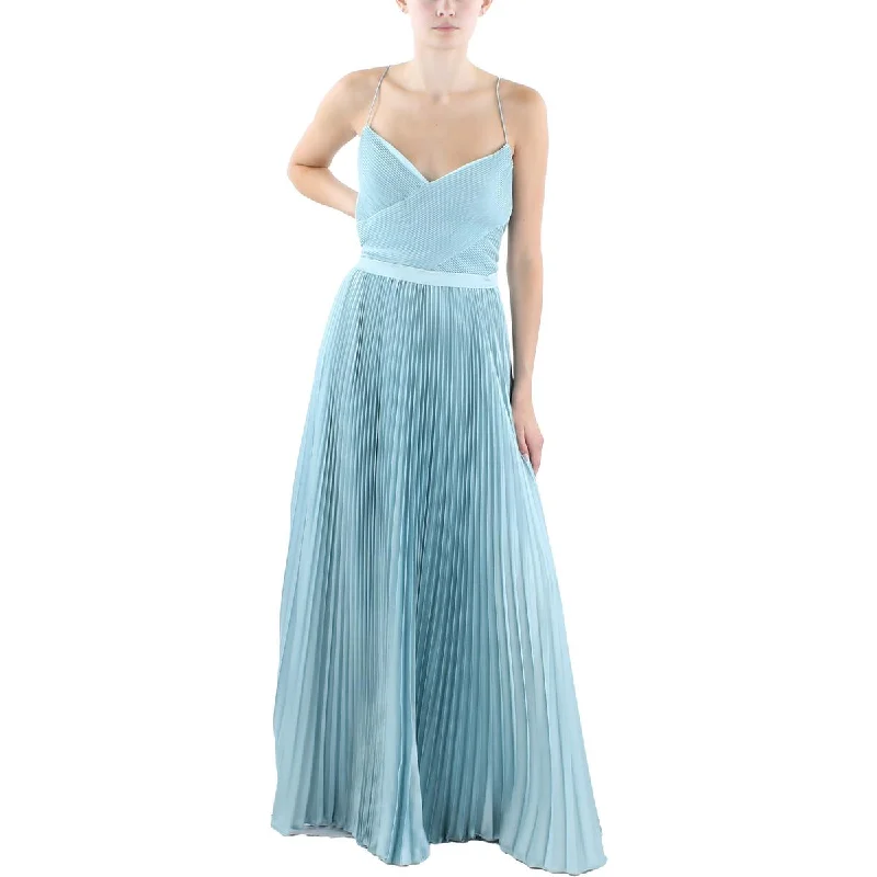 Womens Shutter Pleat Polyester Evening Dress