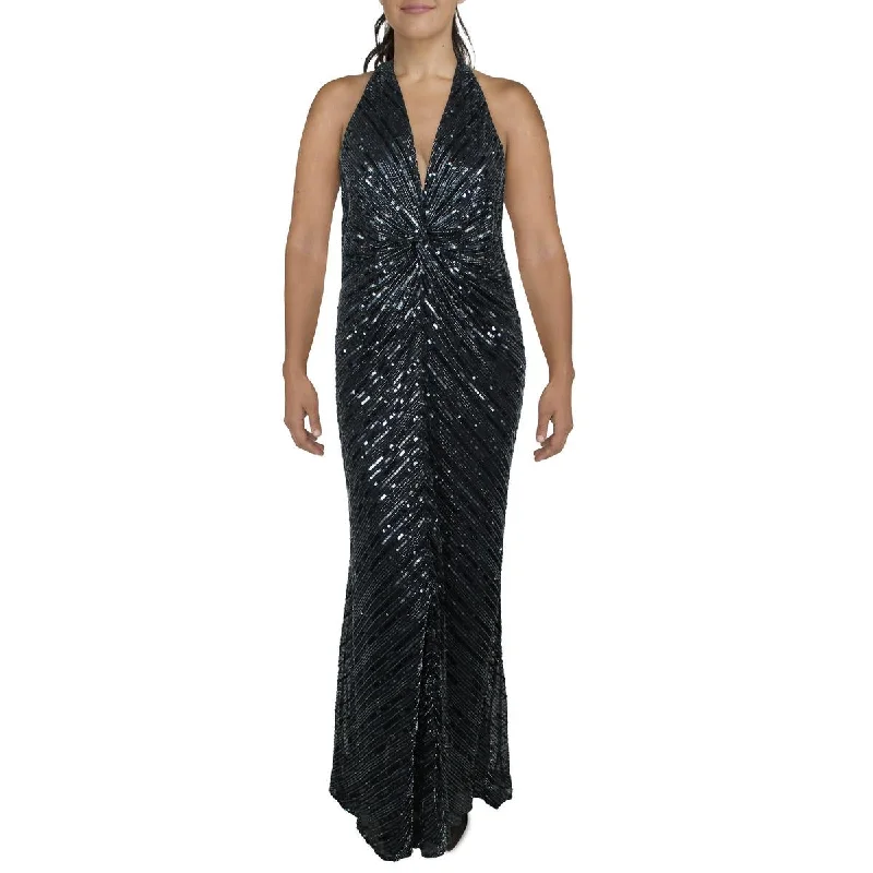 Womens Mesh Embellished Evening Dress