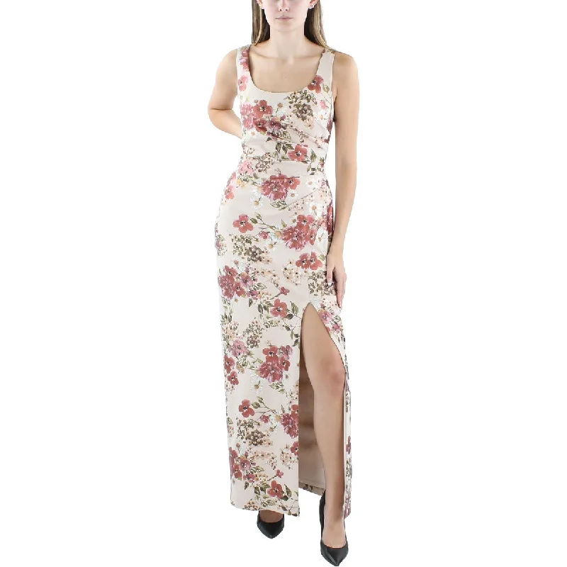 Womens Floral Print Maxi Evening Dress