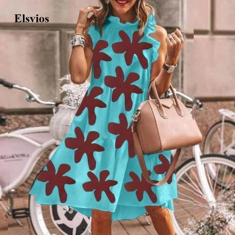 Elegant Butterfly Sleeveless Mini Dress Summer Colorful Dot Print Women Beach Sundress Retro Casual O-Neck Party Dress Vestidos