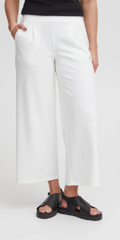 Ichi Wide Leg Ponte Pants, white