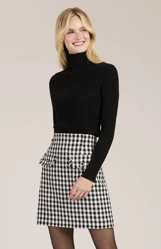 Ashley Check Skirt - Black White Check