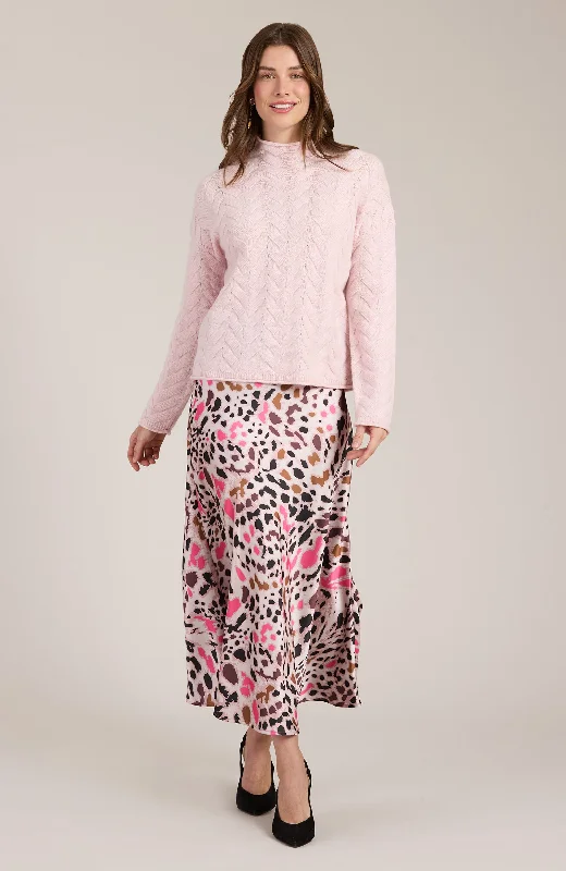 Edie Charmeuse Pink Cheetah Skirt - Pink Cheetah