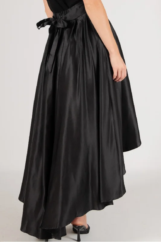 Structured High Low Satin Skirt