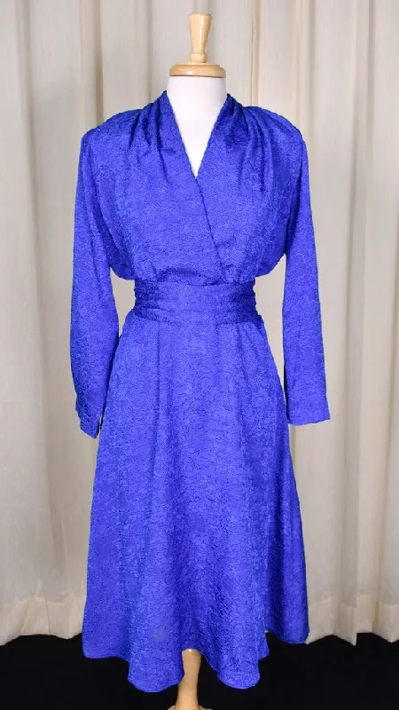 1940s Style Blue Floral Dress