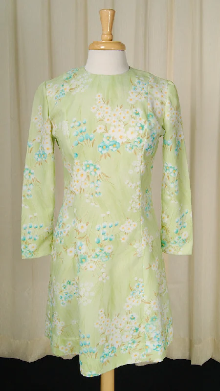 1960s Lime Floral Dress