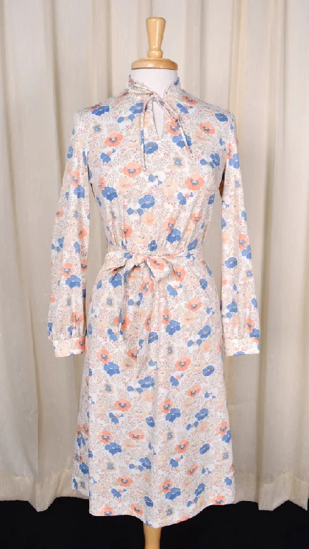 1970s Floral Keyhole Dress