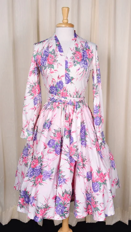 1970s Floral Swing Dress