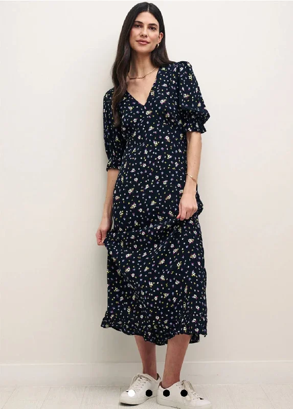 Nobodys Child black ditsy floral crepe dress - size 8