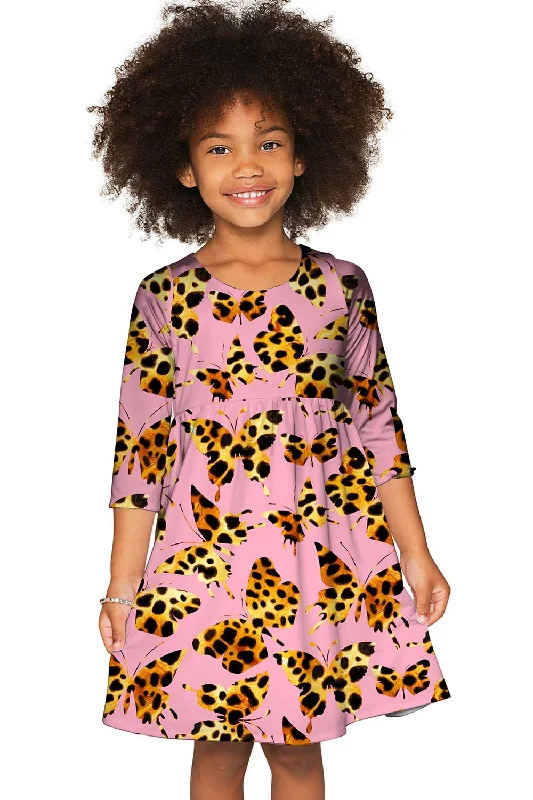 Quaintrelle Gloria Pink Butterfly Print Empire Waist Dress - Girls