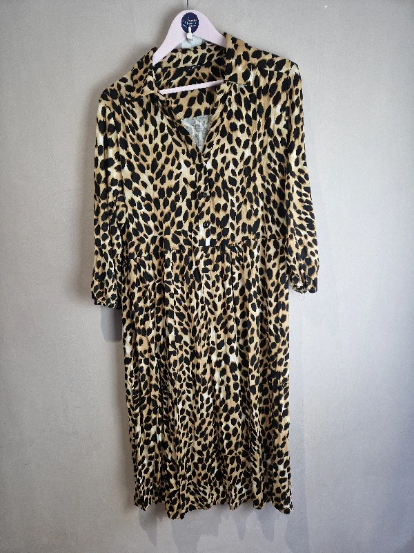 Roman leopard print jersey dress - size 18