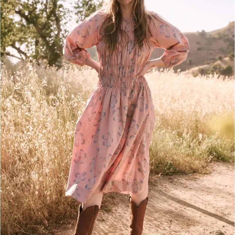 the great pink and blue cobblestone dress in vintage petal floral print