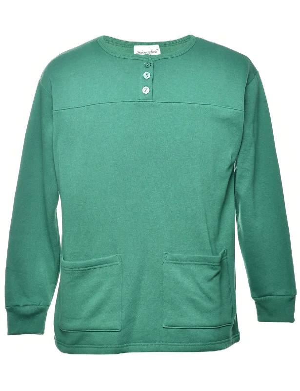 Green Plain Sweatshirt - M