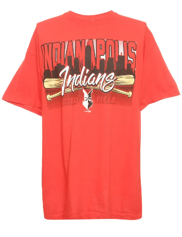 Indians Victory Field Printed Red T-shirt - L