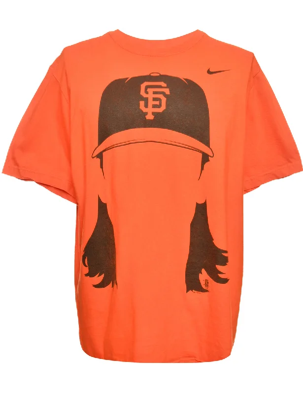 Orange Nike Printed T-shirt - XL